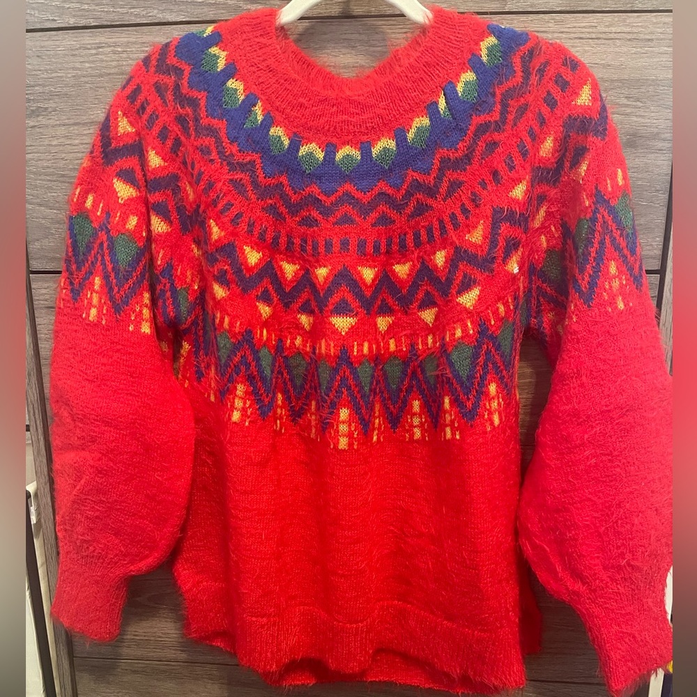 Time and Tru Nylon Winter Red Sweater